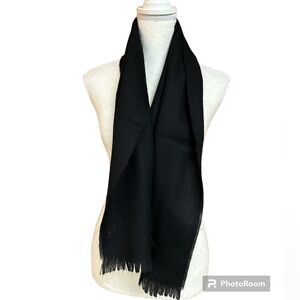 Australian Wool Scarf Mens Black Loomed in USA Preowned